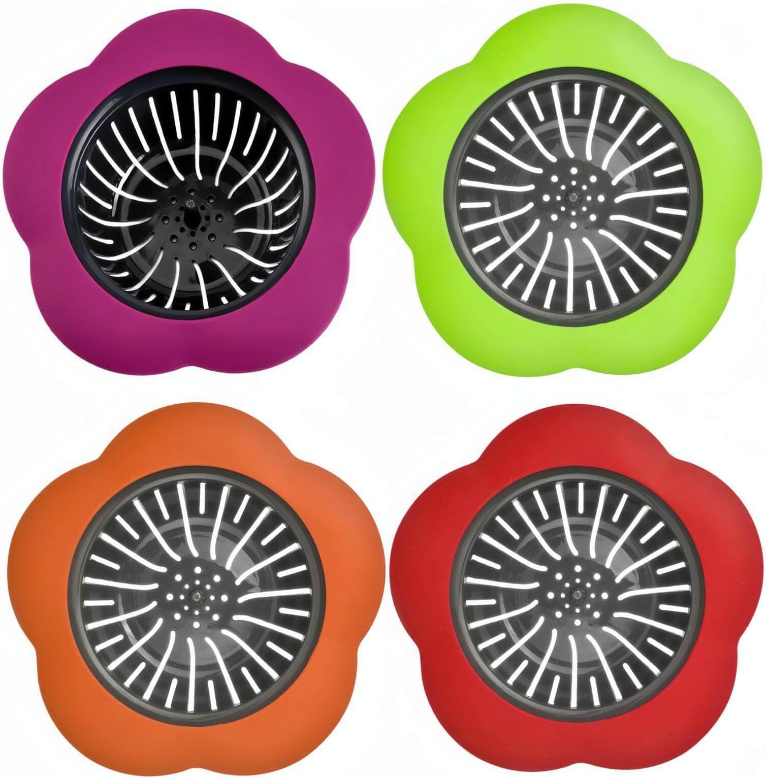 Kitchen Sink Strainer, 4PCS Silicone Sink Strainers, Large Wide Rim 4.5" Diameter Sink Drain Strainer for Kitchen Sink - Multicolor