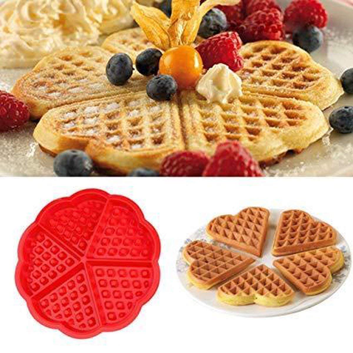 Syga Heart-Shaped Silicone Waffle Mold Cake Cookie Muffin Chocolate Bakeware Baking Tool, Orange 3