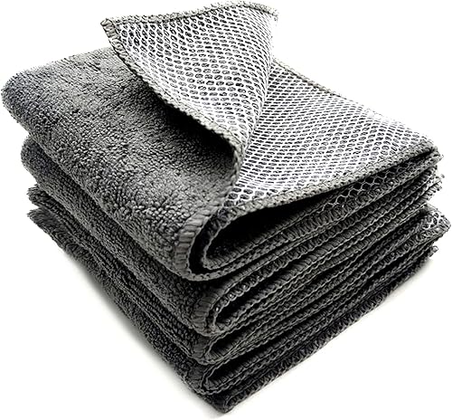 Miniatura 1 de Trapos de microfibra de alta absorción para limpieza de cocina, toallas de lavado con lado exfoliante, sin pelusas, secado rápido (12 x 12 pulgadas,