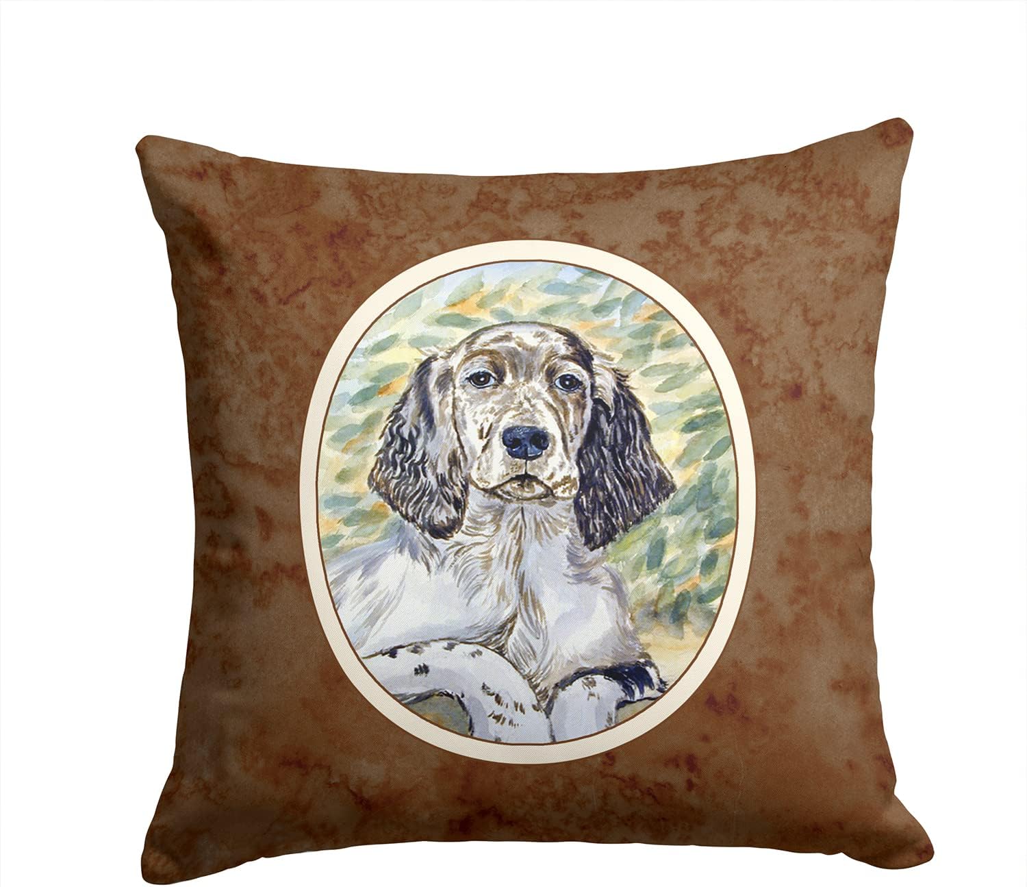 Caroline's Treasures 7065PW1414 English Setter Patience Fabric Decorative Pillow Machine Washable, Indoor Outdoor Decorative Pillow for Couch, Bed or Patio, 14Hx14W