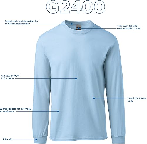 Miniatura 4 de Gildan - Camiseta de manga larga de algodón ultra estilo G2400 para adultos, paquete múltiple