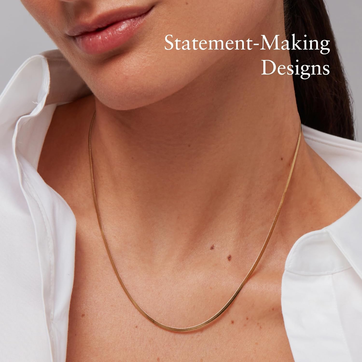 JENNY BIRD Zeina Slim Flat Snake Chain Necklace | High Polish Gold, Lobster Clasp | Sleek, Chunky Designer Jewelry for Women - Image 5