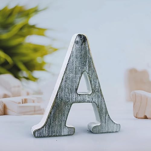 Miniatura 8 de WOODOUNAI Letras de madera rústica sin terminar de 4 pulgadas para decoración de pared, letras decorativas de pie en rodajas, decoración de tablero
