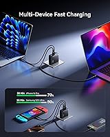 Vista 3 de INIU Cargador para iPhone 17, 3 puertos de 100 W USB-C + USB-A, cargador rápido compacto plegable USBC para iPhone 17 16 15 Pro Max, MacBook Air M4