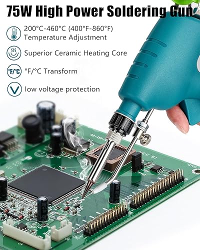 Miniatura 5 de Kit de soldador inalámbrico para batería Makita LXT de 18 V, pistola de soldadura digital LED de 75 W con 5 puntas, alambre de soldadura de 1.76 oz