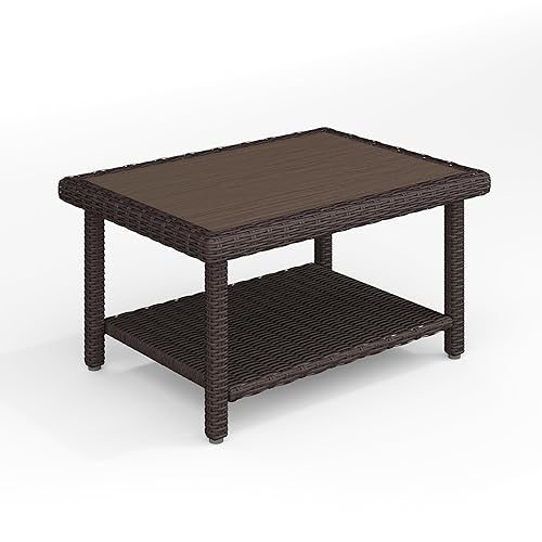 Martha Stewart Bedford Indoor-Outdoor Patio Coffee Table with Lower Shelf,