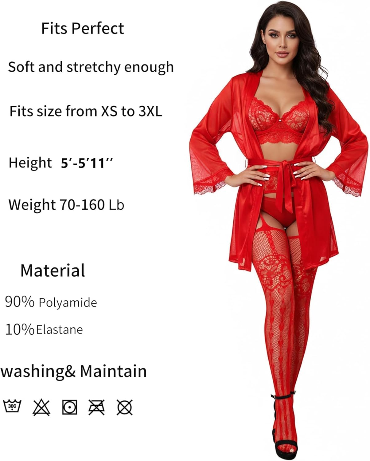 Womens Fishnet Stocking High Waist Mesh Tights Suspender Valentine's Thigh High Stockings Plus Size Fishnet - Image 5