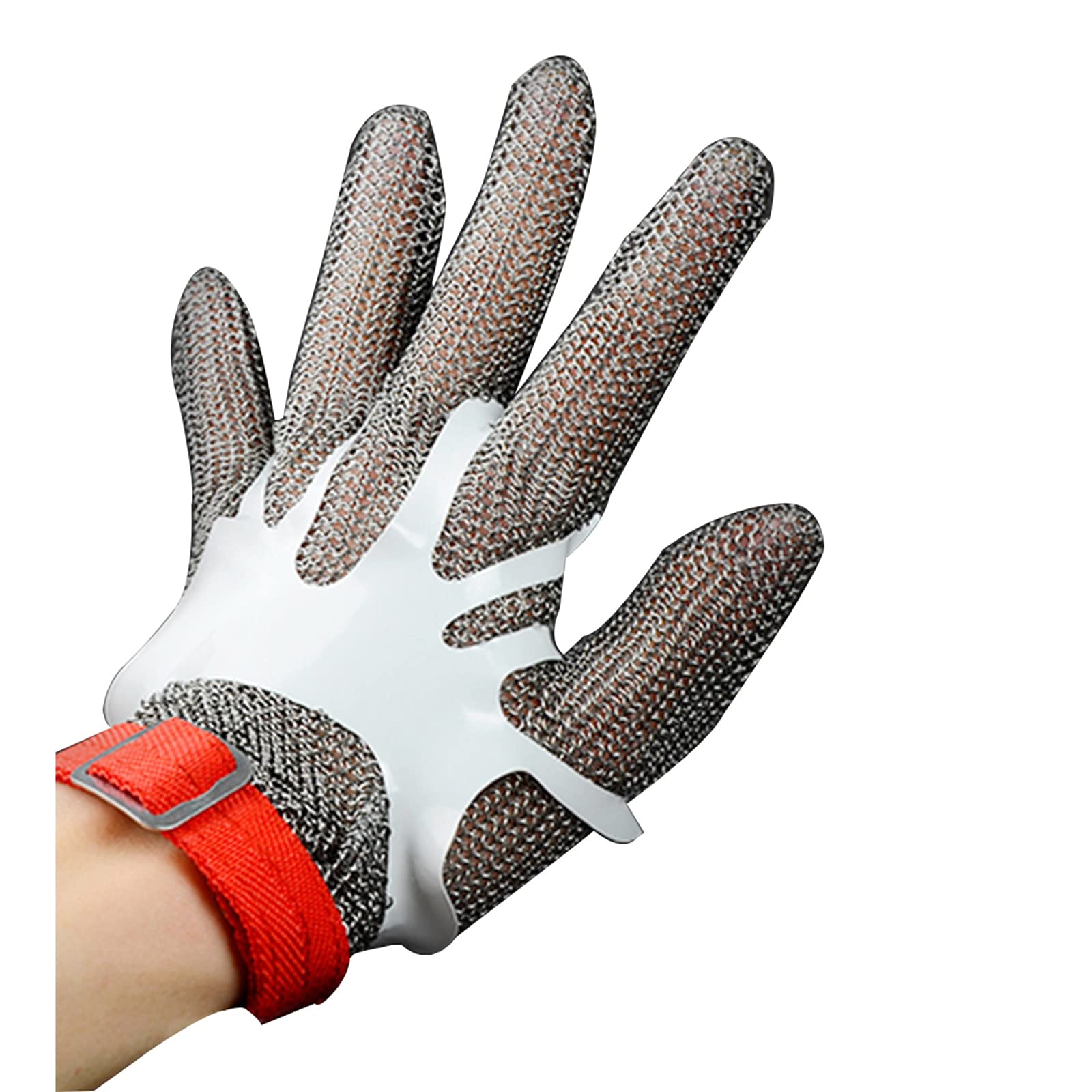 Gartenhandschuhe Sicherheit Arbeitshandschuhe, Schnittbeständige Edelstahl-Handschuhe, Schutzhandschuh Für Fisch In Der Küche Metzger Zu Töten, Mit Befestigungslaschen, Bequem Und Flexibel