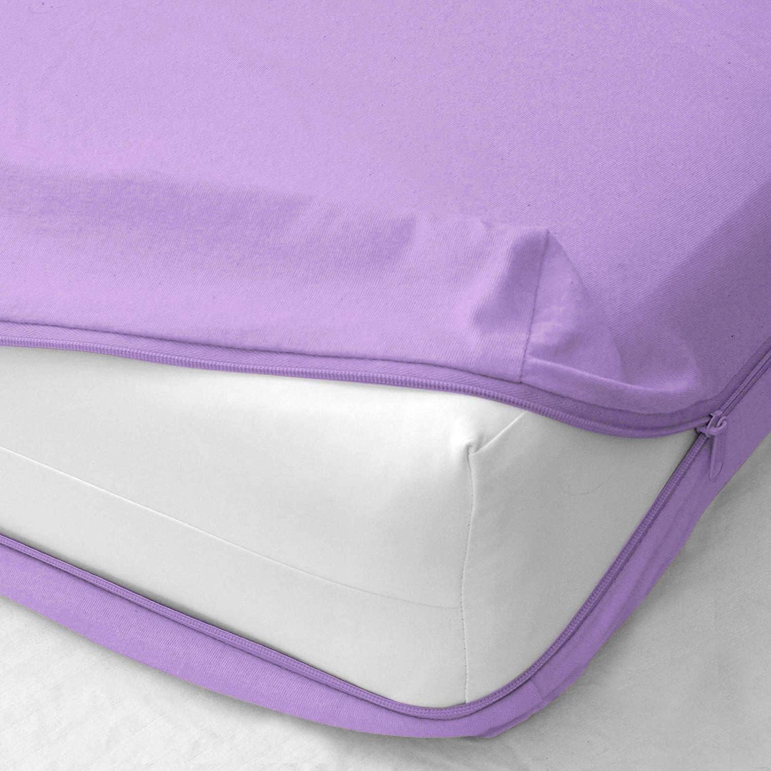 Zipper Fitted Sheet 1 Piece - 18 Inch Deep Pocket - 400 TC - 100% Egyptian Cotton Extra Long Staple Sheets - Elegant Comfort & Wrinkle Free Breatheable Sheets - Lavender Solid, Twin-XL Size.