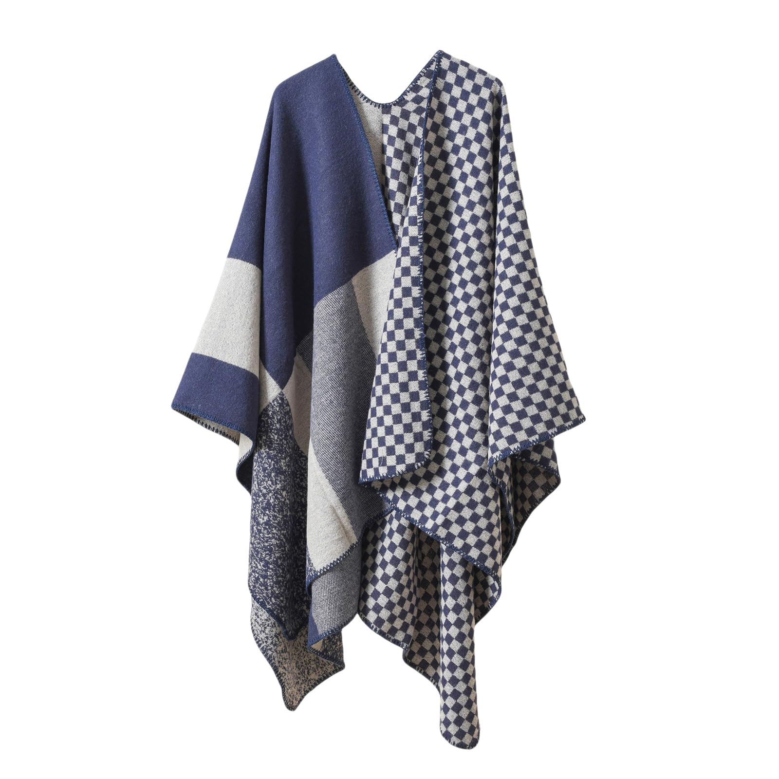 Poncho Mantella Scialcano Autunno E Inverno Donne Warp Warp Knitting Color Matching Sciallo Caldo alla Moda