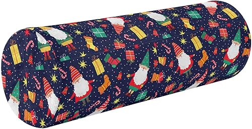 Miniatura 1 de Christmas Gnomes & Gifts Round Cervical Roll Bolster Pillow Bedding Neck Roll Pillow Foam Round Pillow Cylinder Decorative Pillows Bed Neck