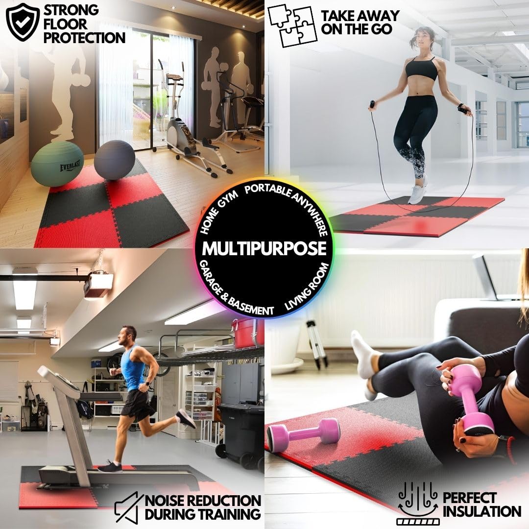 MARTIAL MATS Tapis De Sol En Mousse EVA Réversible épais De 2 Cm 50 X 50 Cm Emboîtable Pour Salle De Sport, 24 Dalles Imperméables, Tapis De Piscine, Jacuzzi