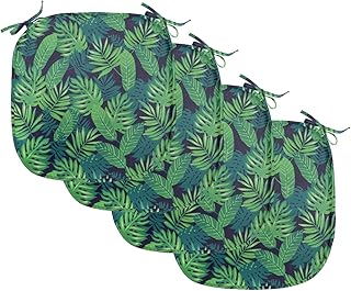 Lunarable Tropical Chair Seating Cushion Set of 4, Group of Palm Leaves ...