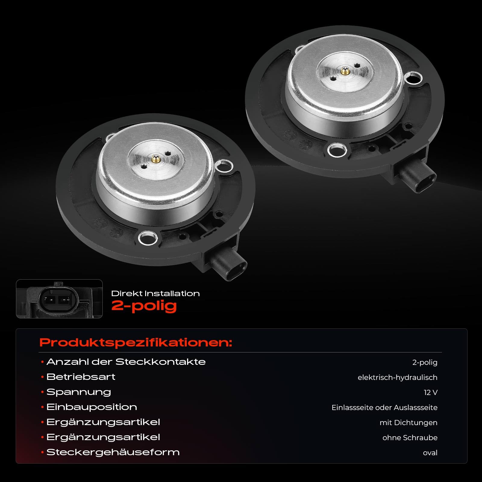 Frankberg 2 x magnes centralny regulacja wałka rozrządu kompatybilny z A3 8P1 1,8L-2,0L 2004-2012 Golf Alltrack BA5 BV5 1,8 l 2014-2020 Polo 6C1 6R1 1,8 l 2014-Dzisiaj Replace # 06J109255 9A 9A