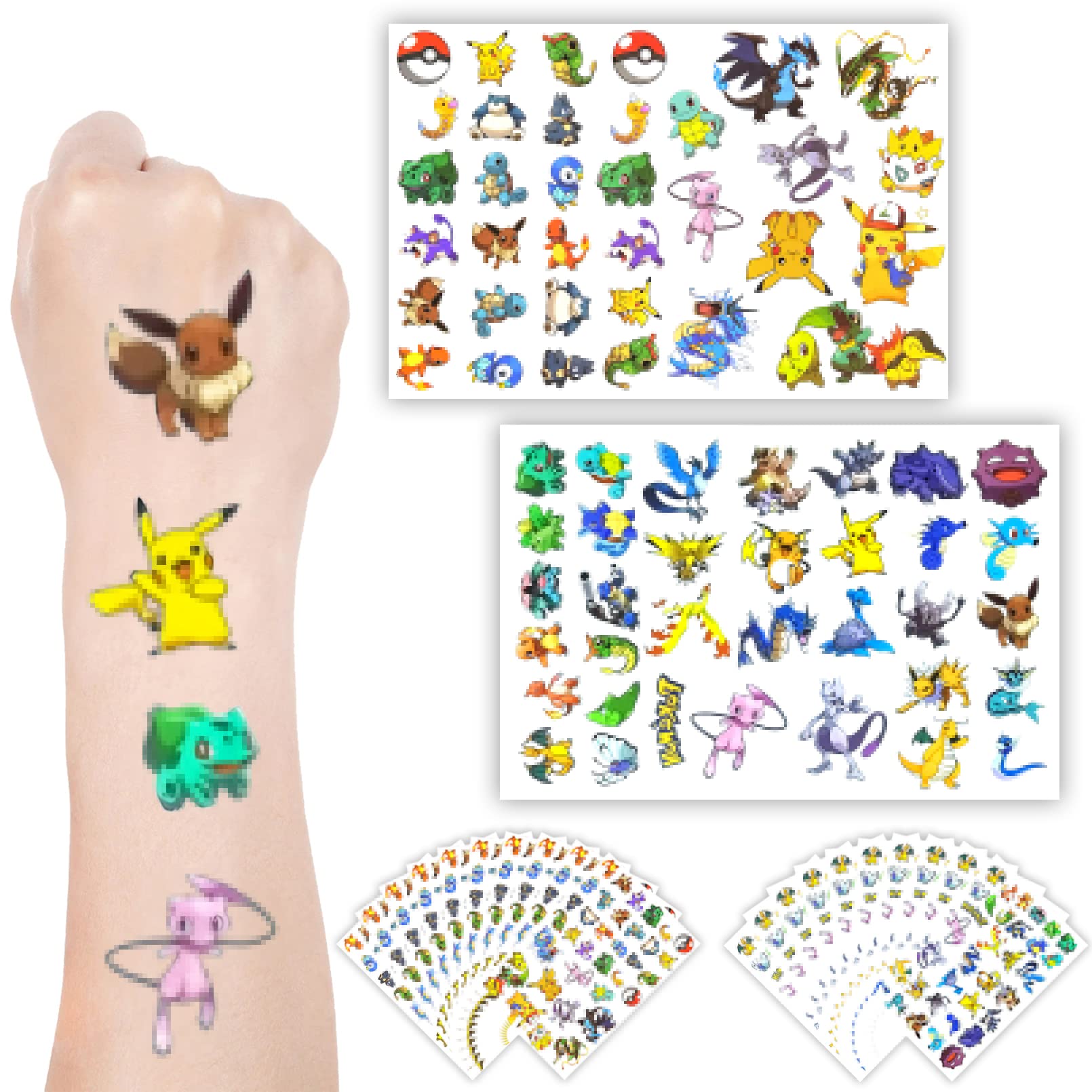 Temporary Tattoos Birthday Decorations Supplies, 20 Sheets 680PCs Cartoon Temporary Tattoos Skin Stickers Party Favor Gifts Supplies for Kids Boy Girl Children Classroom School Rewards Carnival Prizes