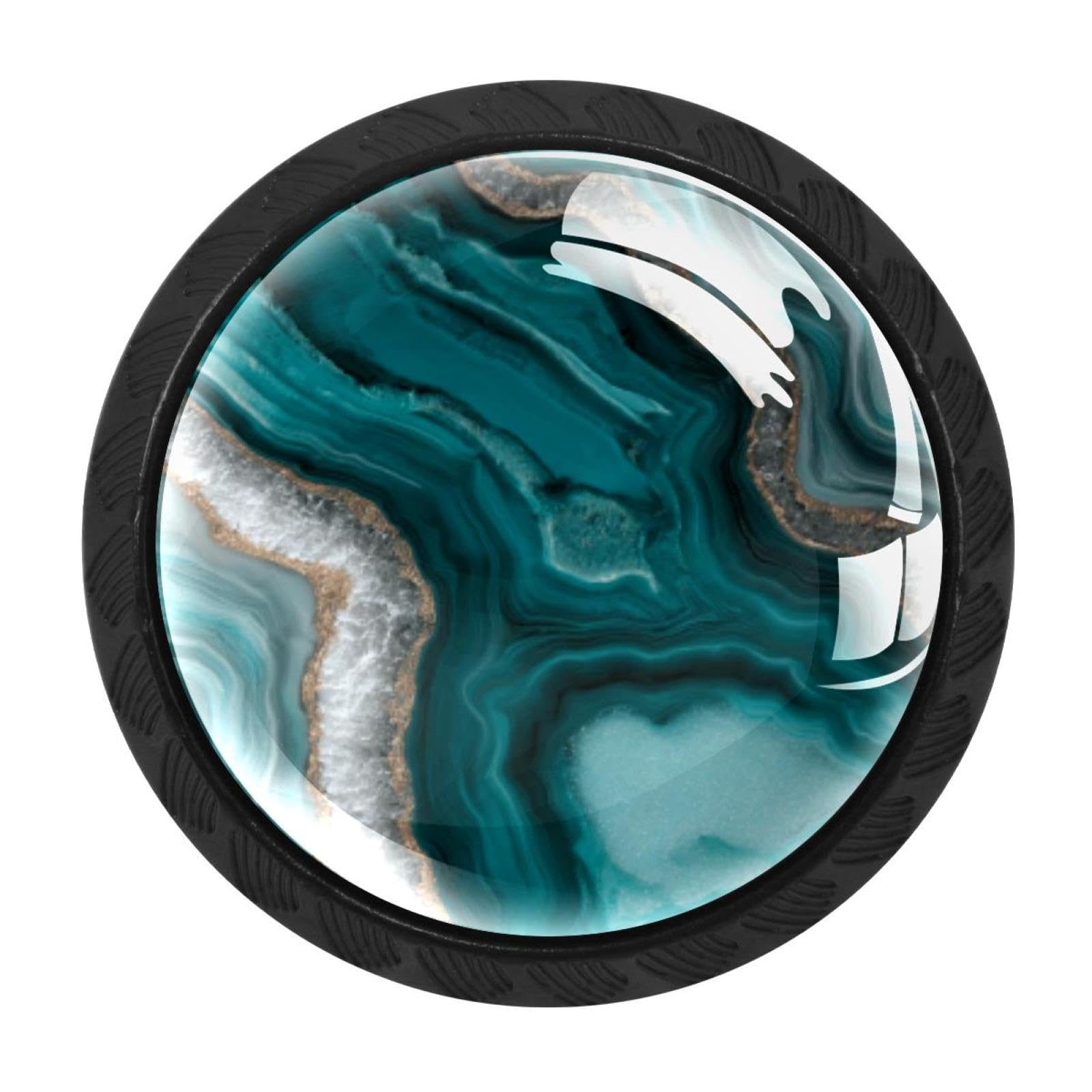 CHENZZZZ 4 Pack Teal Agate Texture Drawer Knob Cabinet Hardware