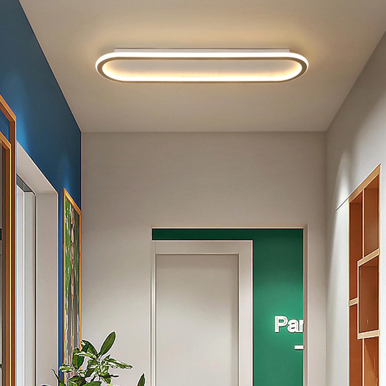 Plafon LED Techo Moderno Ovalada Decorativo Lámpara de Techo Planas Ultradelgadas Lámpara Techo Delgada Diseño Flush Mount para Dormitorio Cocina Balcón (Oro-Luz Neutra,80cm)