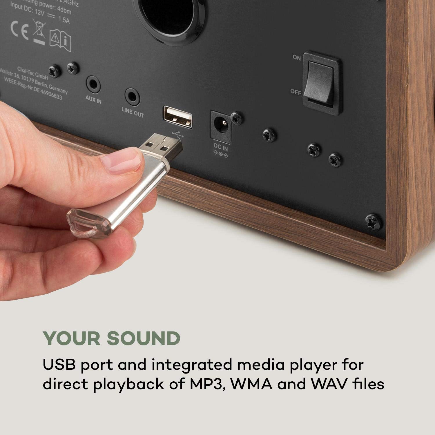 AUNA Connect 100 SE - Radio Internet WiFi Bluetooth Avec Écran Couleur - Noyer