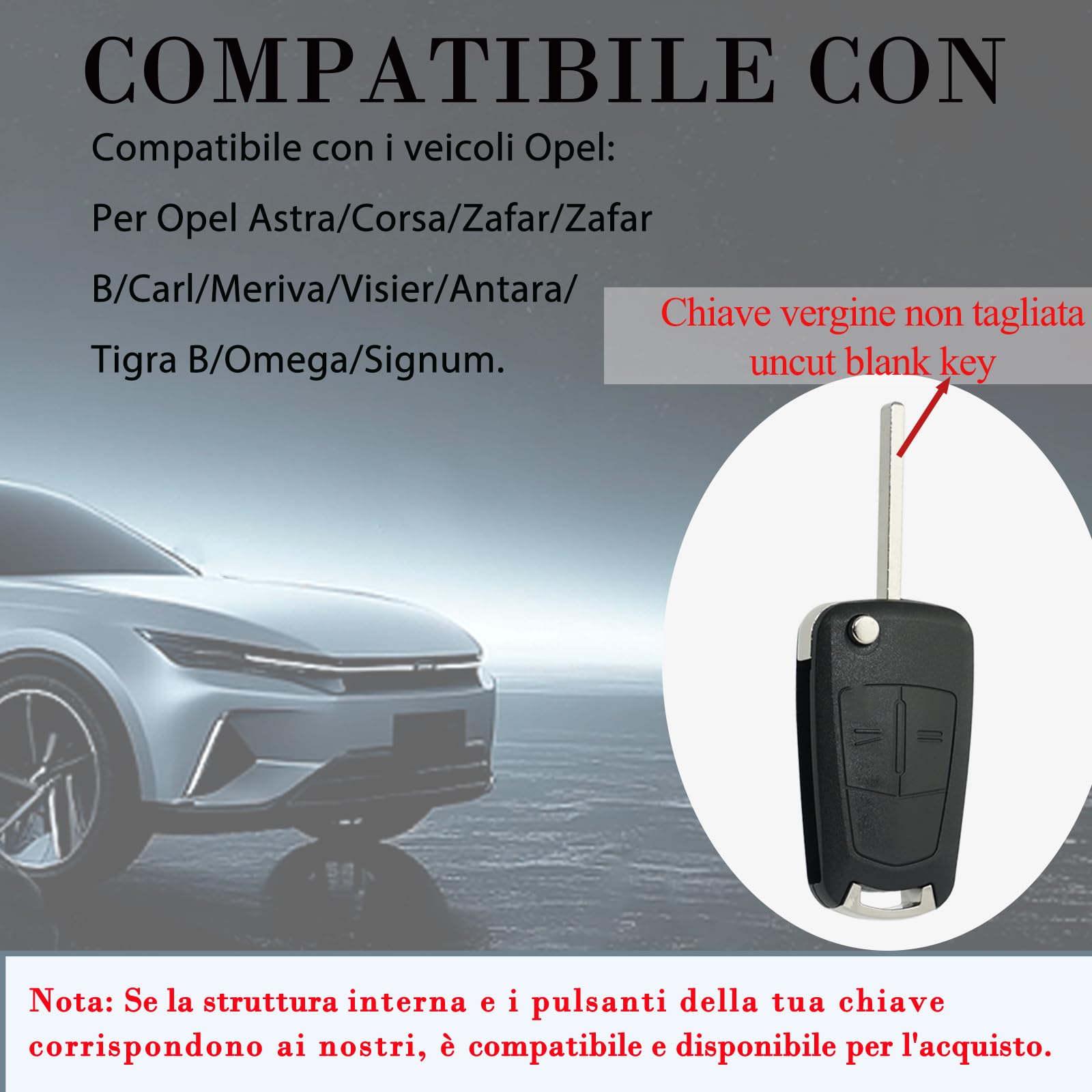 SUPALAND Guscio Chiave di Ricambio a 2 Tasti Per Telecomando Auto Con Lama Per Opel Astra Vectra Corsa Signum Zafira Meriva Tigra Antara Karl