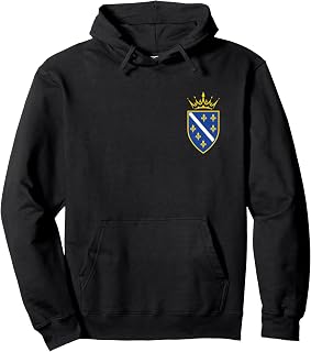 Bosnia and Herzegovina Flag Emblem with Crown, Bosnia Pullover Hoodie