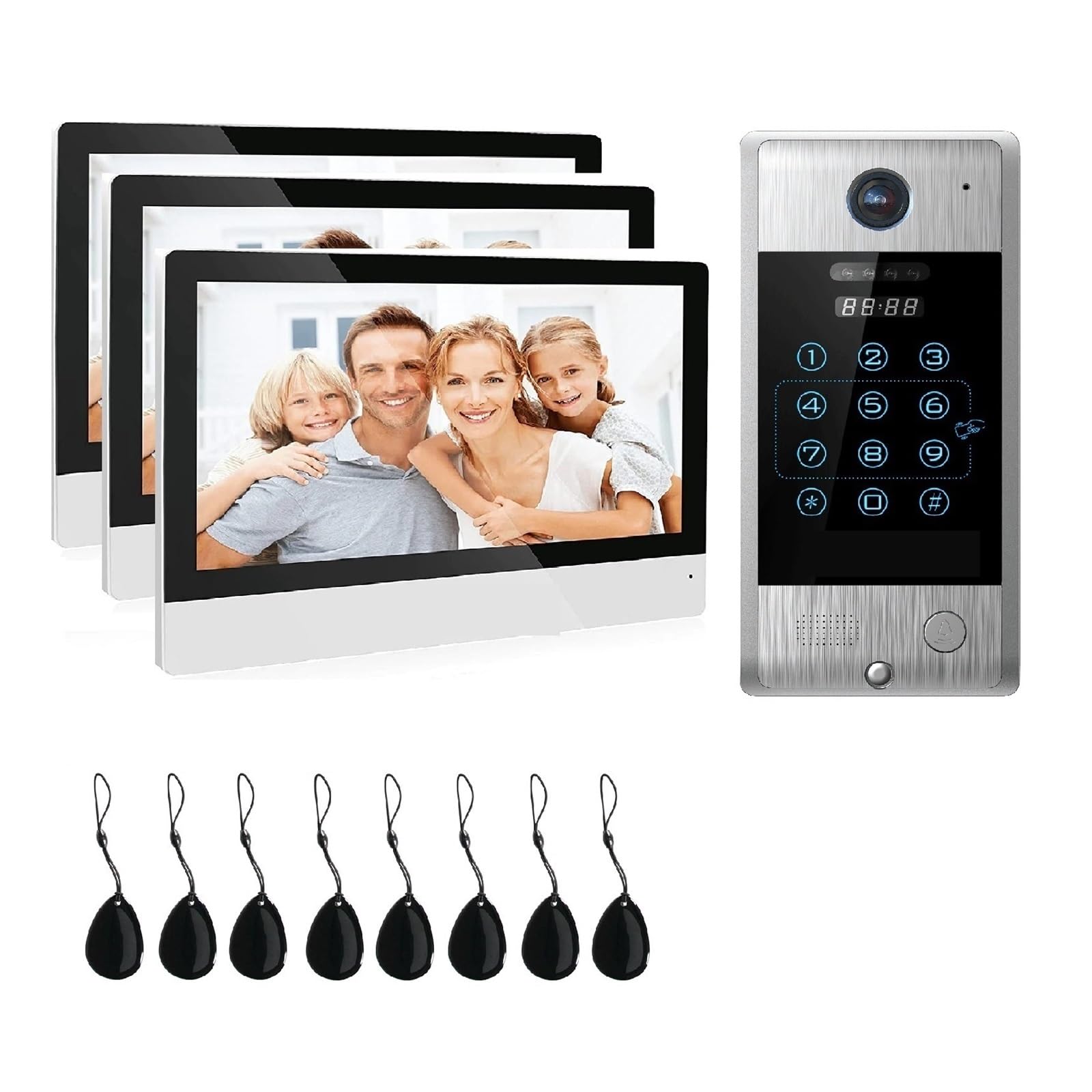 HVSYVVSRL 4-wire WiFi Video Doorphone Doorbell Intercom 10 Inch 1080P Touchscreen Monitor APP Swipe Card 4in1 Unlock Tuya App Two Way Audio(3M1D)
