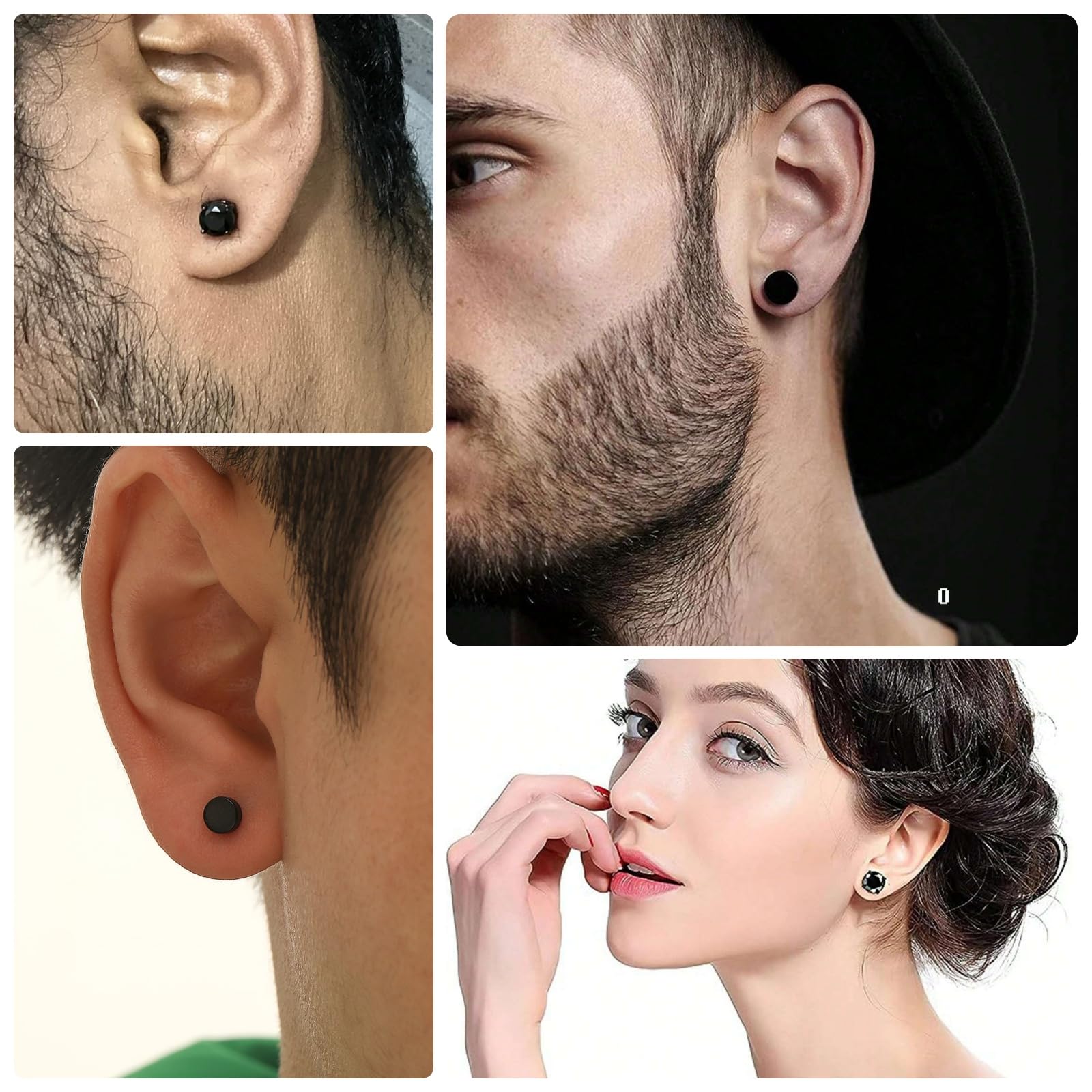 Pendientes magnéticos Acero inoxidable Pendientes sin perforar Pendientes punk CZ