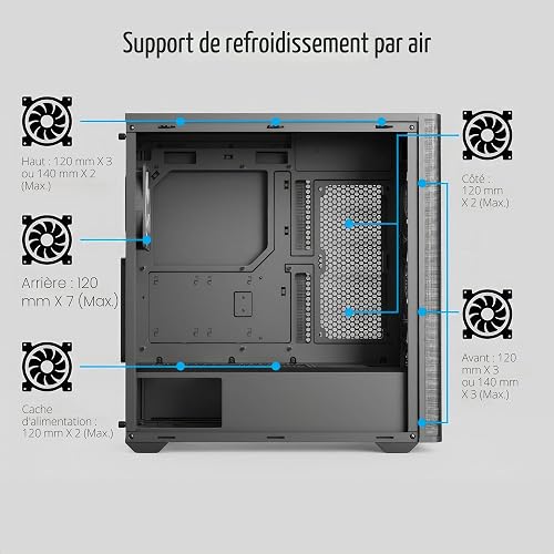 Boitier PC Moyen Tour Aerocool D501A-G-BK V2 (Noir) - 7