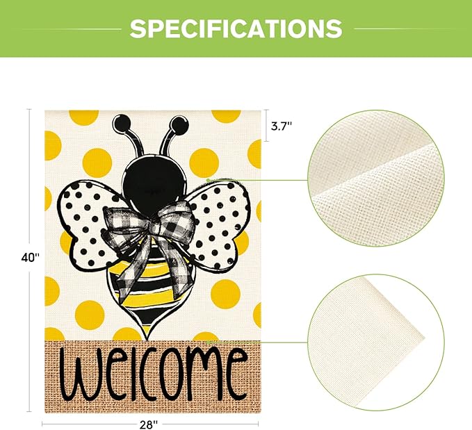 Bandera de casa AVOIN colorlife Polka Dot Abeja 28x40 pulgadas miniatura 3
