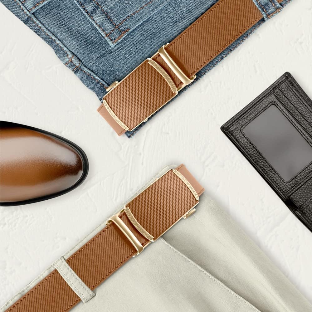 DOOPAI Belt Men, Ratchet Belt Dress Adjustable 1 3/8" Genuine Leather Designer Belt, Size Length Can be Cut, with Gift Box - Image 3