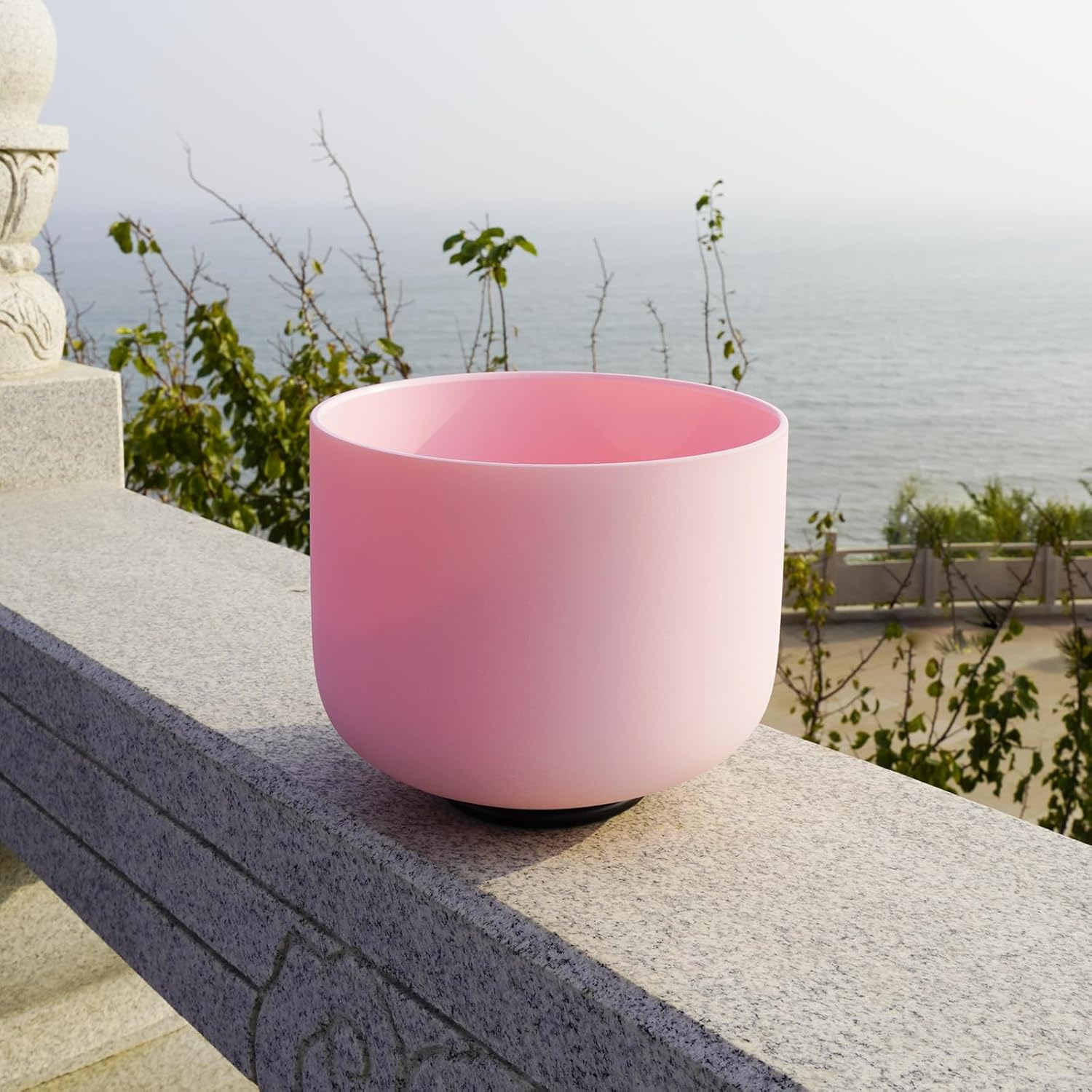 KVKA Pink Color F Note Heart Chakra Quartz Crystal Singing Bowl 8 inch with Carrying Case for healing sound Yoga