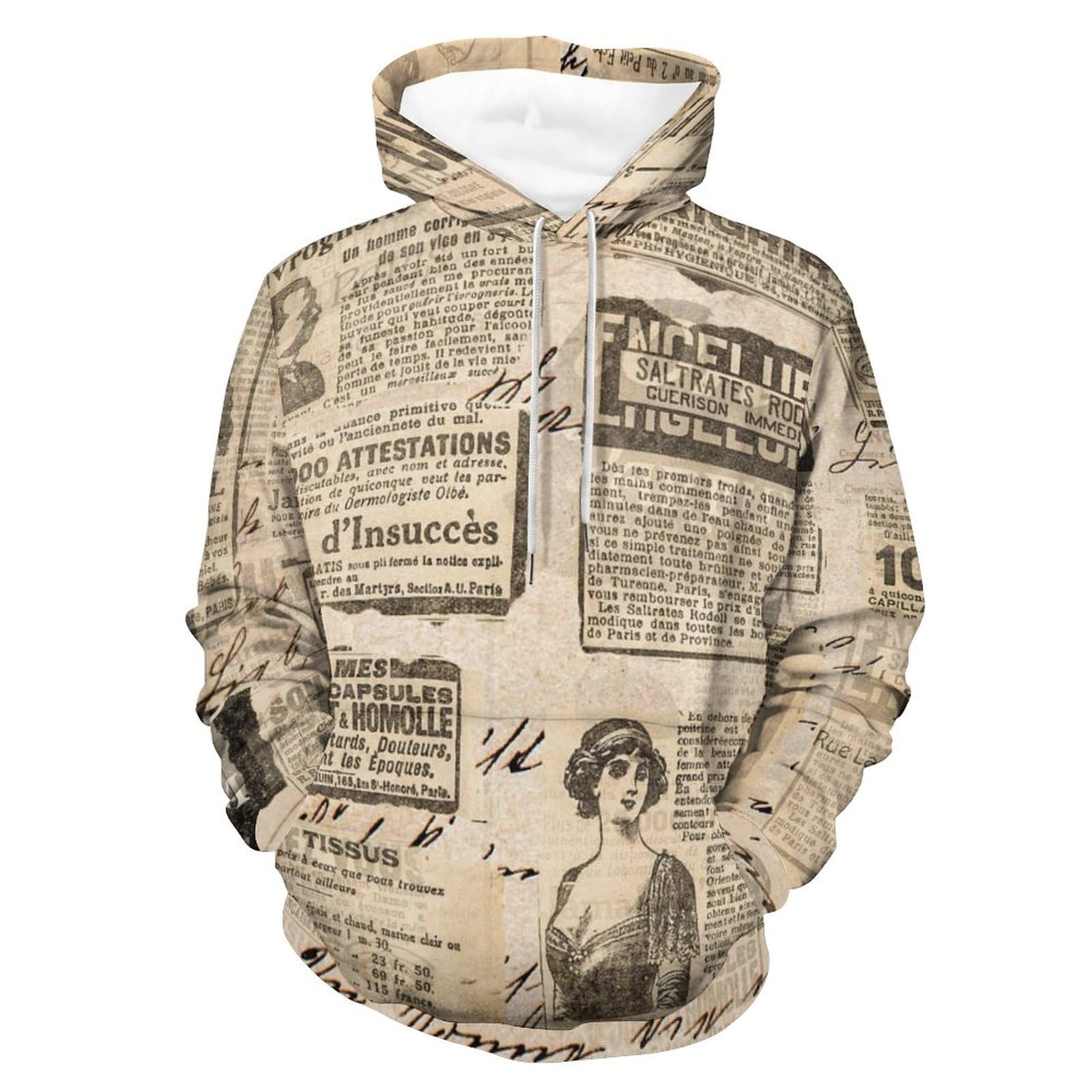 Sweats à capuche manche longue style journal rétro UMENG - 8