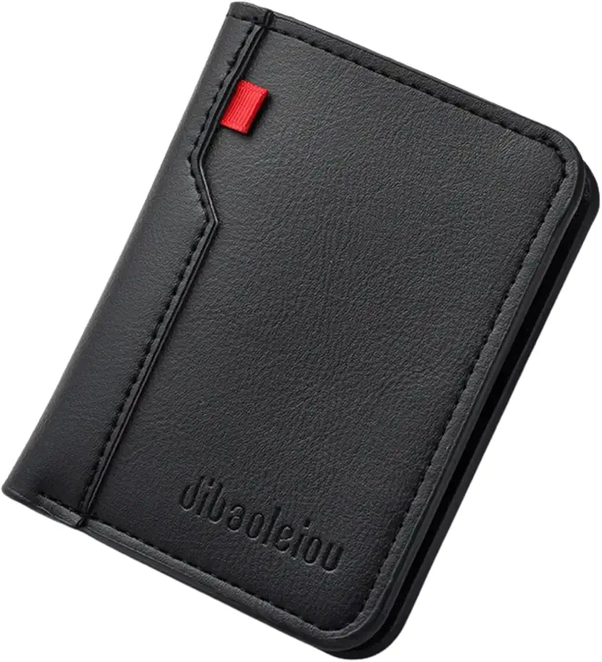 Carteira Masculina Premium em Couro, Preta, Ultra Fina, Porta Cartões, Notas e Documentos, Design Moderno, 11x8,3x1,3 cm