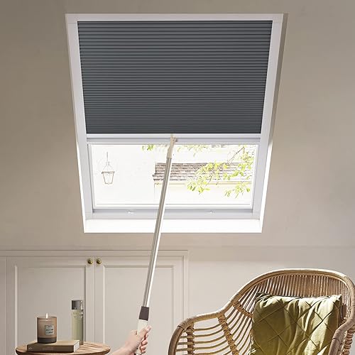 MiLin Persianas opacas sin cordones para ventanas de techo, planos, diseño actualizado, muy fácil de instalar (100 % opaco gris niebla)