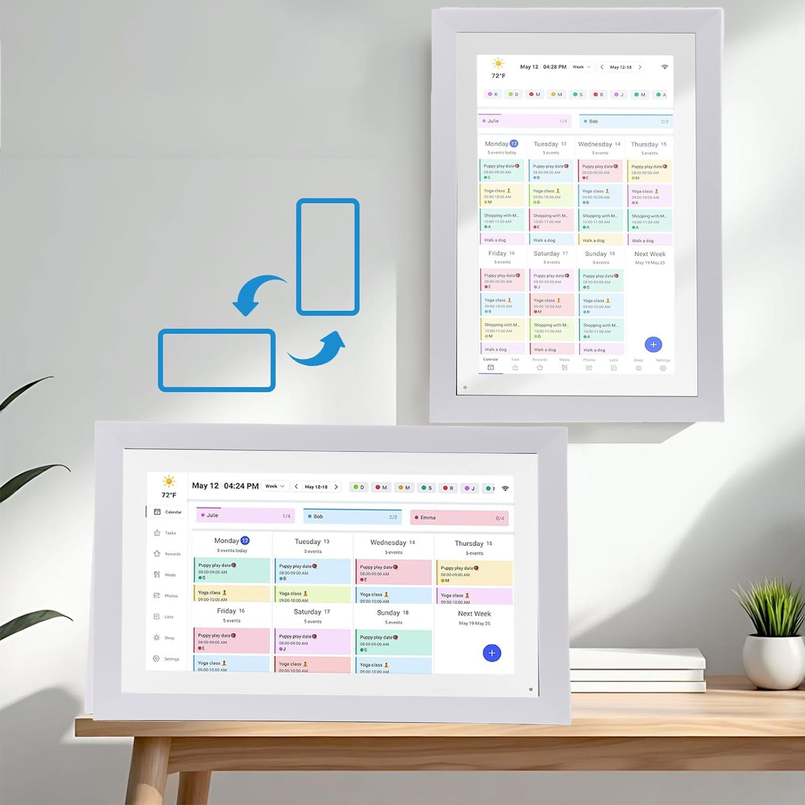 KKPLZZ Digitaler Kalender 17 Zoll 1080P HD-Touchscreen, 32 GB Speicher, WLAN, Intelligenter Familienplaner mit Aufgabentabelle, für die Koordination des Heimplans (EU-Stecker)