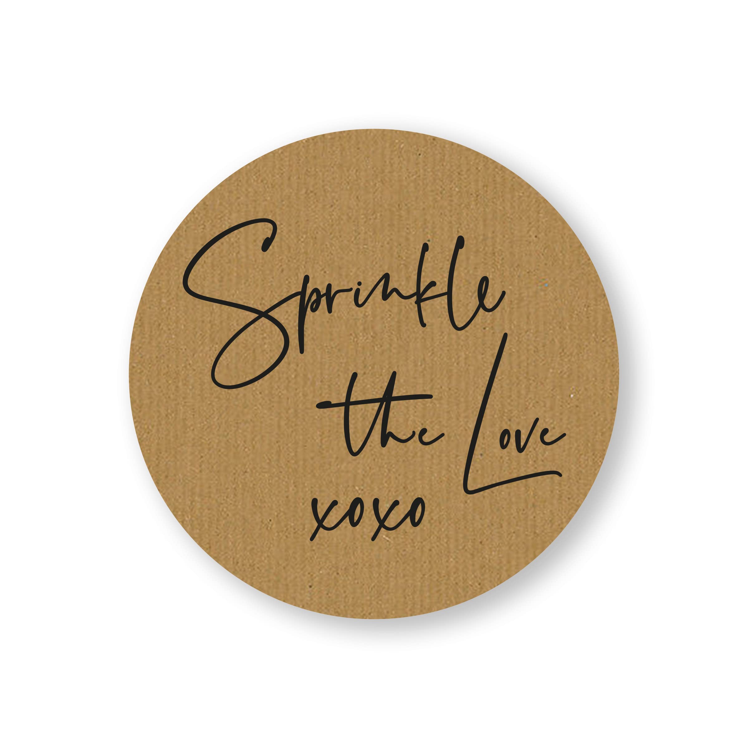 60 x Wedding Favour Box Stickers Cake Chocolate Sweet Cone Confetti Bag Labels (51mm (2") Stickers, Sprinkle The Love, Kraft Brown)