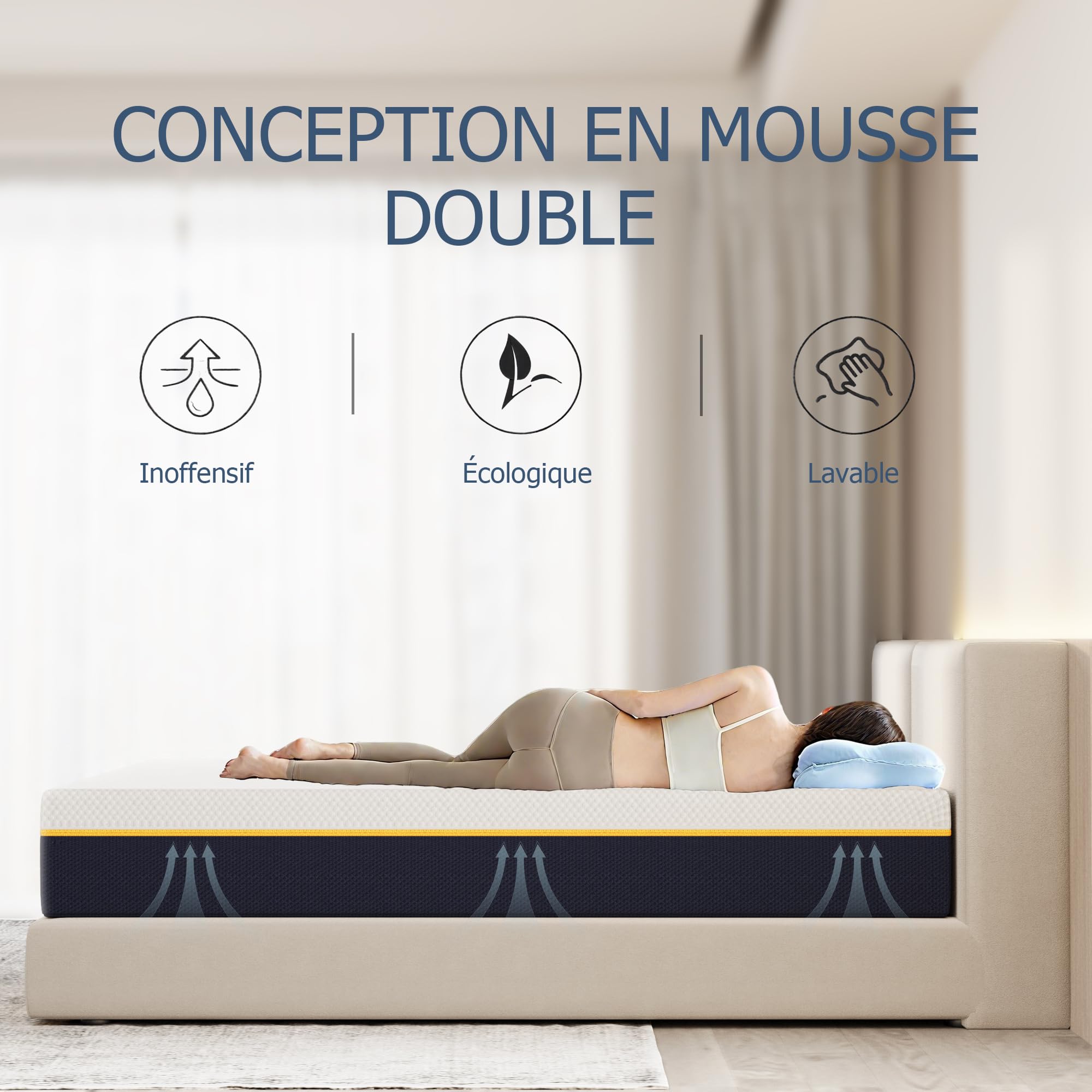 DEWINNER Materasso 160x200x21 cm|Memory Foam&Bambù Carbone|Supporto Alta Resilienza|TraspiranteIpoallergenico|Fodera Rimovibile Lavabile|Confort Medio