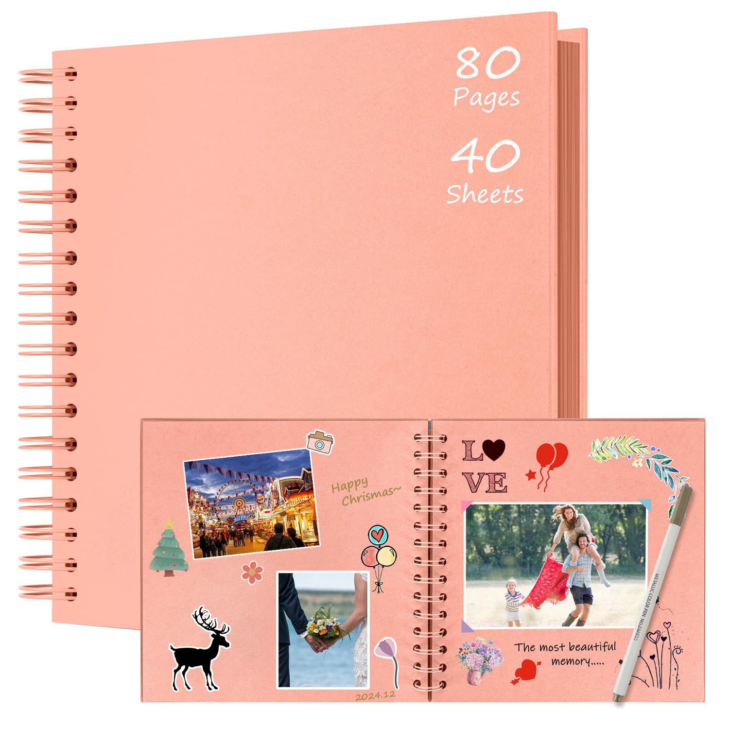 Boic Fotoalbum zum Selbstgestalten Schwarze Seiten Scrapbook