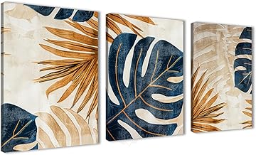 تابلوه كانفاس جدارية مطبوع بتصميم تجريدي بتدرجات الأزرق والذهبي والأبيض لتزيين حائط غرفة النوم والمعيشة والمكتب وما إلى ذلك ديكور منزلي حديث من نوفا آرت ، مقاس 30 سم × 40 سم × 3 قطع