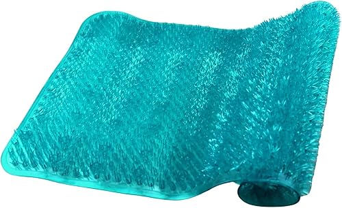 Miniatura 2 de Tapete de baño con textura de hierba para bañera y baño, antideslizante, 24.5 x 13.5 pulgadas, turquesa