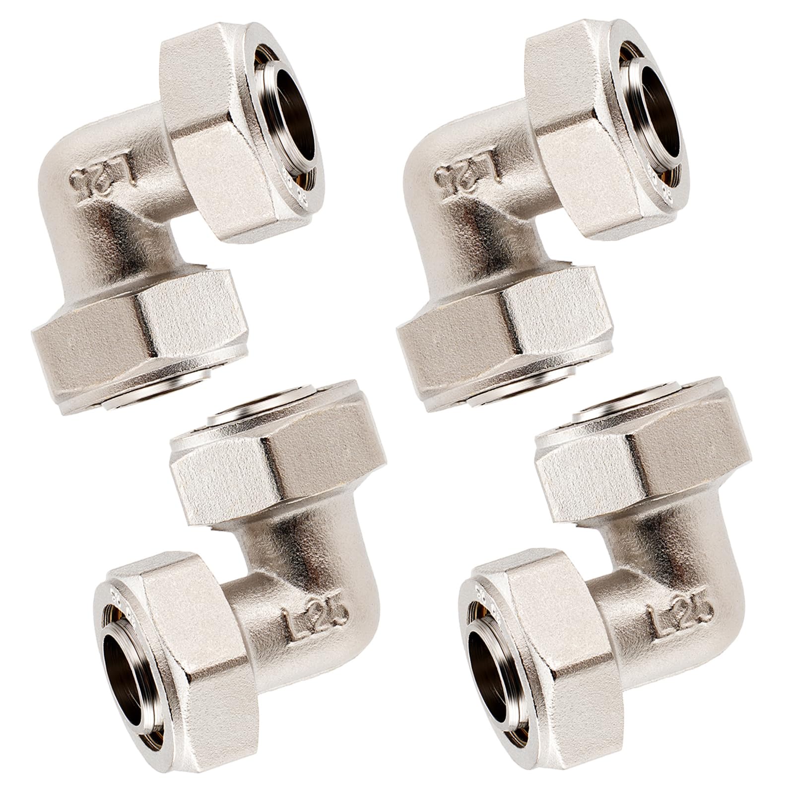 Kit de sistema de aire rápido de 3/4 pulgadas, codo de 200 PSI, latón niquelado con doble junta tórica para taller, garaje, kit de sistema de aire comprimido (4 piezas)