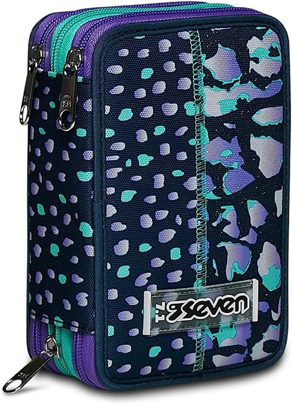 Schoolpack Zaino Scuola Seven Advanced Cuore Viola Ergonomico + Astuccio 3 Zip