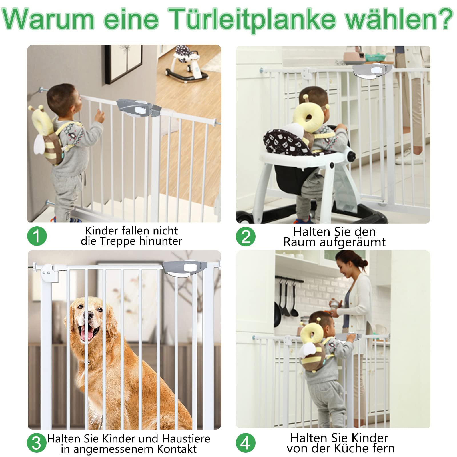 Froadp Barrera Seguridad Niños, Puertas de Seguridad Expandible, Barreras para Puertas y Escaleras Sin Taladrar, Rejilla de Seguridad para Escalera, Puerta Protectora para Mascotas(85-95 cm, Blanco)