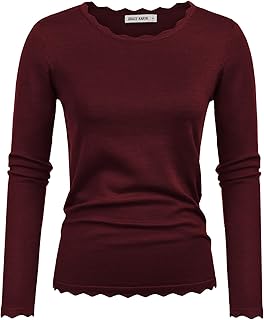 GRACE KARIN Women's Long Sleeve Pullover Casual Knitted Blouse Sweater Crew Neck Lace Knitwear Elastic Autumn Winter Outfits
