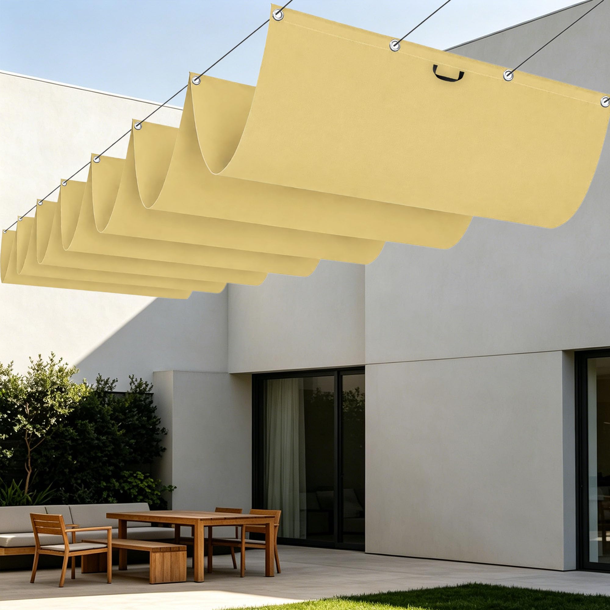 Voile ombrage rectangle 350x540 cm résistant eau pour aménagement extérieur balcon patio