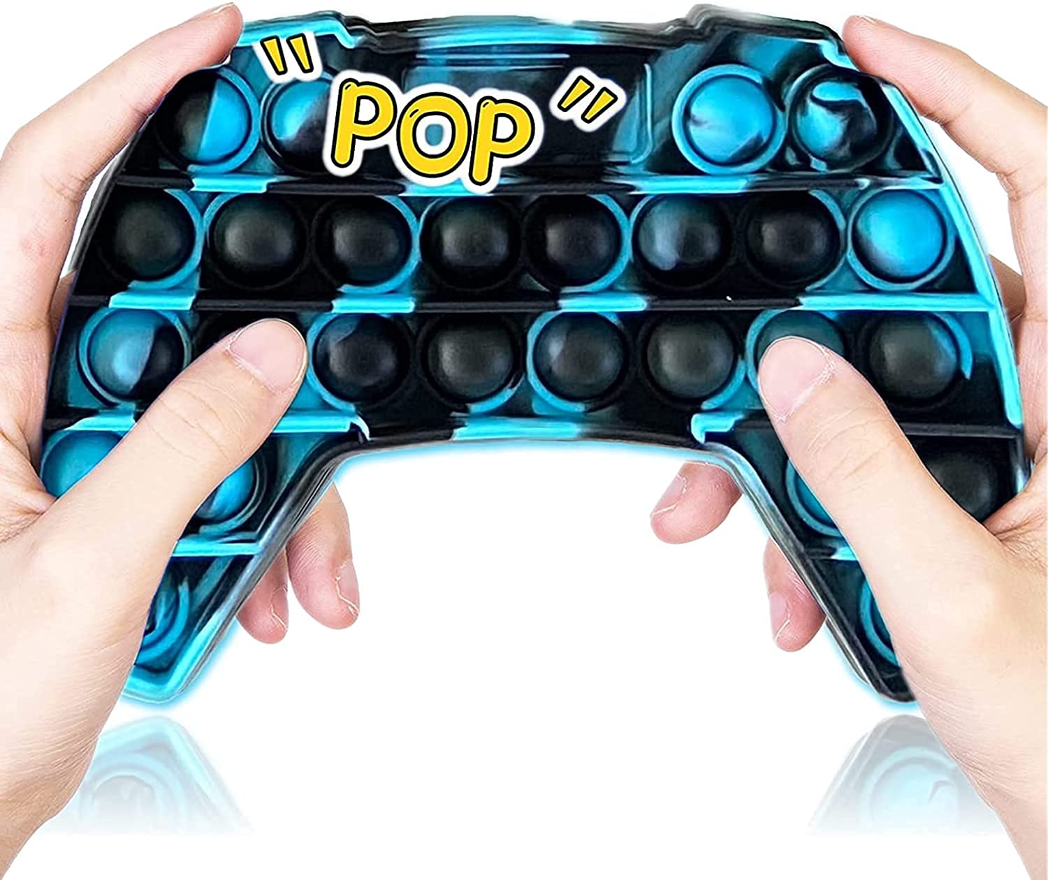 JDW limitless Camo Pop it Game Controller Pad Shape Bubble Sensory Fidget Toy Squeeze Popit (LightBlueCamoPad)