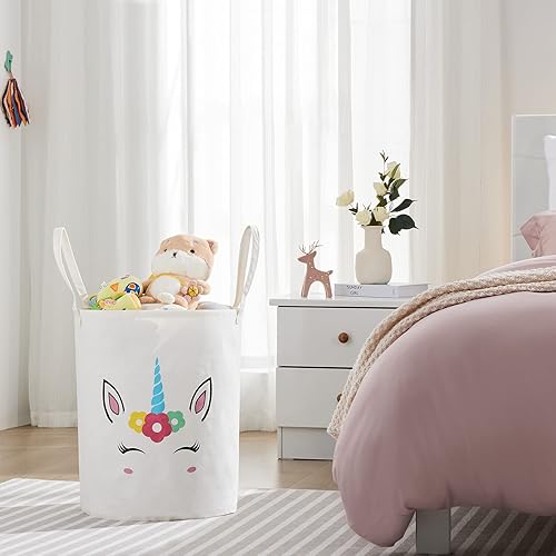 Miniatura 3 de TECHMILLY Cesta de almacenamiento grande para niñas y niños, cesta de lavandería plegable con asas largas, contenedores de juguetes para guardería,