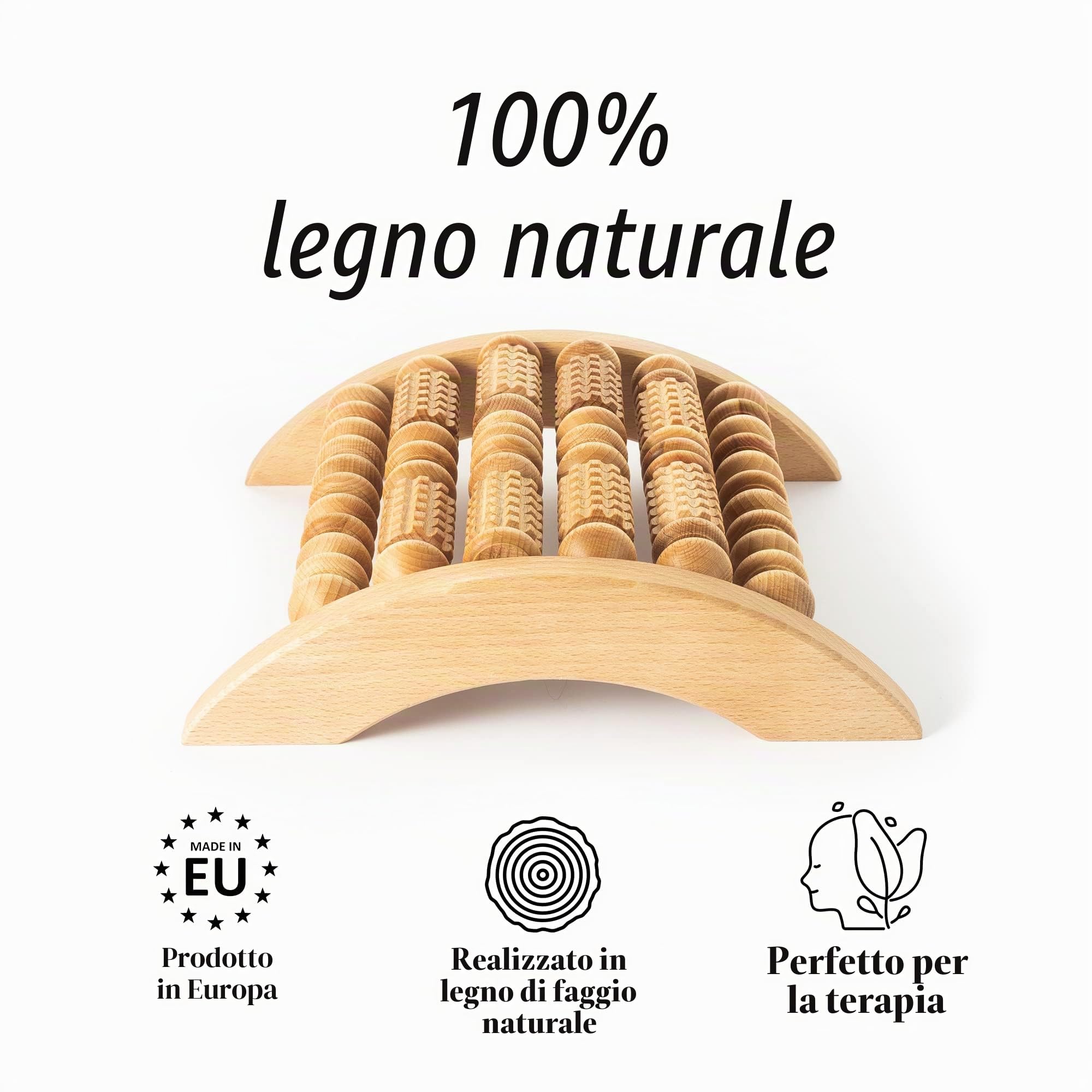 Tuuli Accessories Rullo Massaggiatore Piedi Legno Attrezzi di Riflessologia Massaggio per il Dolore del Piede 29x24,5 cm