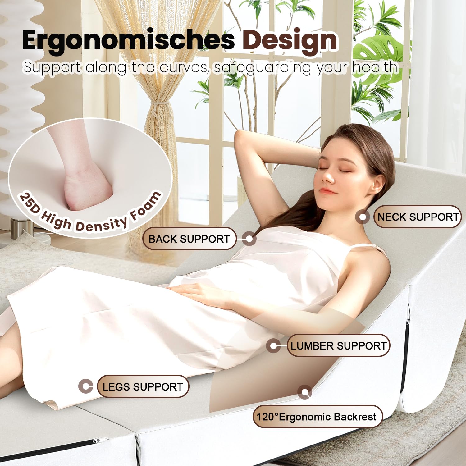 Buy STHOUYN Chaise Lounge Indoor, Folding Floor Lazy Sofa Foldable Bed Chair 5-Position - View #5