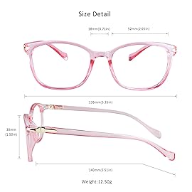LifeArt Blue Light Blocking Glasses, Anti Eyestrain, Computer Reading Glasses, Gaming Glasses, TV Glasses for Women, Anti Glare (Clear Pink, 3.25 Magnification)