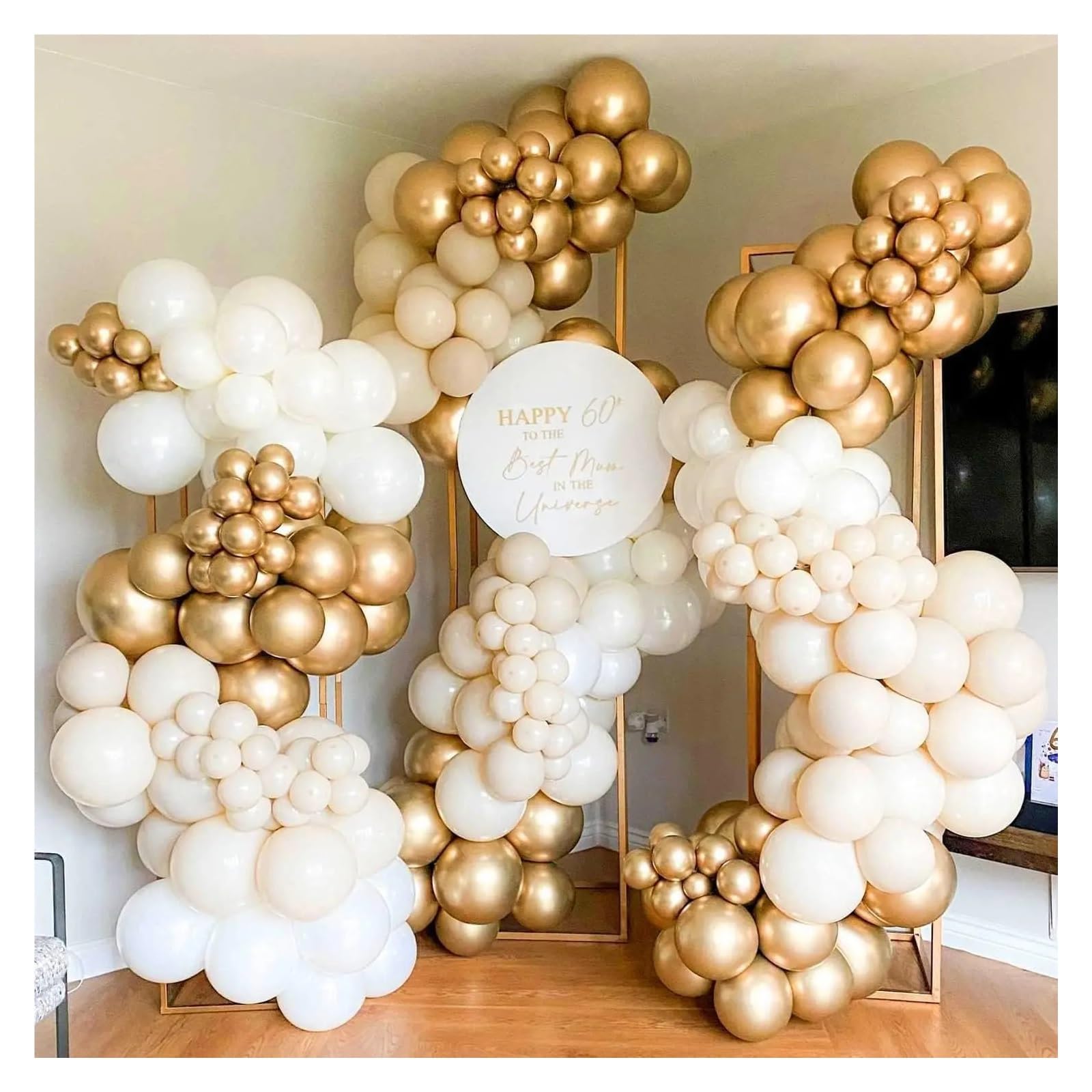 117 Piezas Kit De Guirnaldas Globos Fiesta Confeti Dorado Metálico Blanco Mate for Bodas Cumpleaños Aniversario Ceremonia Graduación Celebración Suministros Decoración Para Fiesta